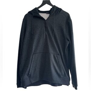 Men’s Under Armour Hooded 1/4 Zip Fleece Black Pinstripe Size Large